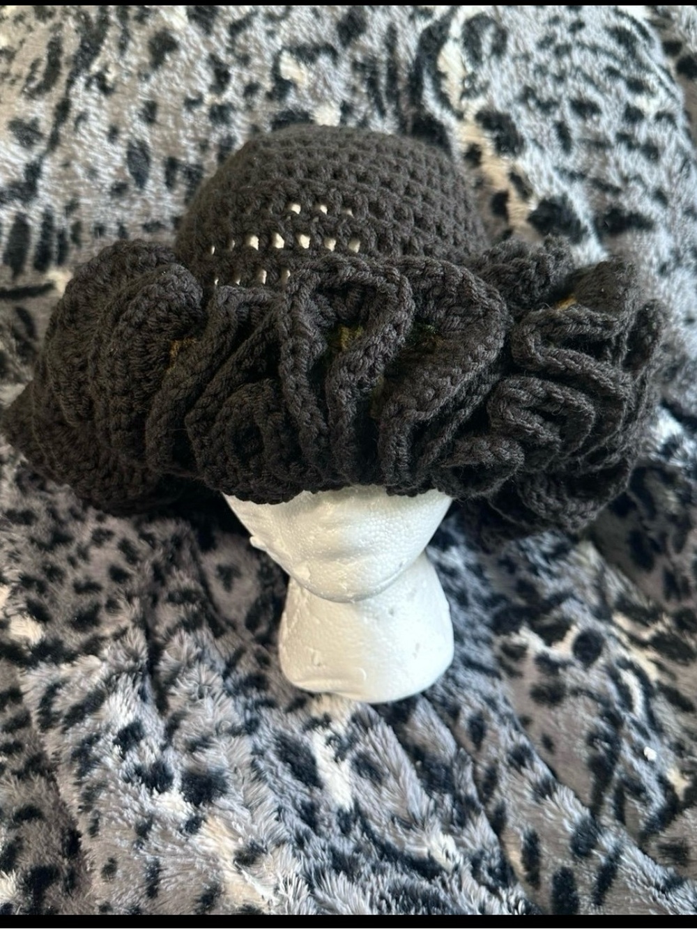 Handmade Crochet Ruffle Brim Hat